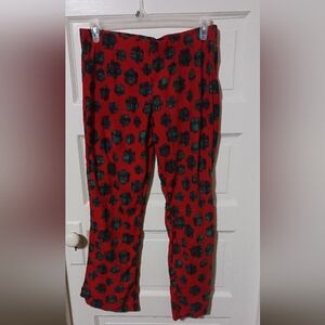 Sleep Street Red Pajama Pants with Green Pattern Large A-53
